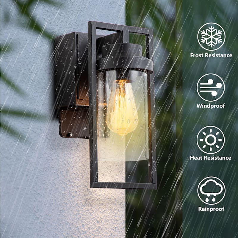12.5"H Modern Mate Black Outdoor Wall Sconce with GFCI outlet