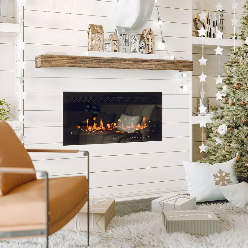 Clihome Ultra-thin Recessed Wall-Mounted Electric Fireplace - 36 .in