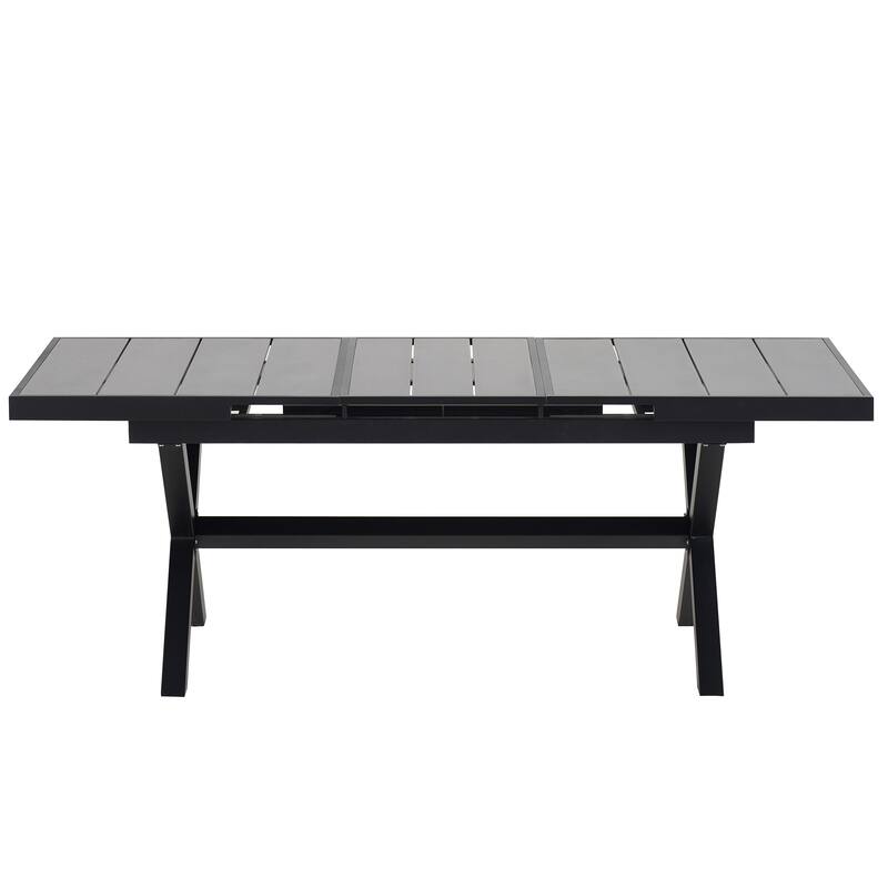 Outdoor 7-Piece Extendable Dining Table Set w6 Weaving Dining Chairs