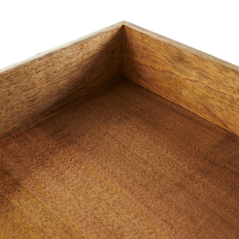 Mango Wood Handmade Tray with Black Groove Exterior - Set of 2 Brown - Roche River Decor - 12"W x 18"L x 3"H