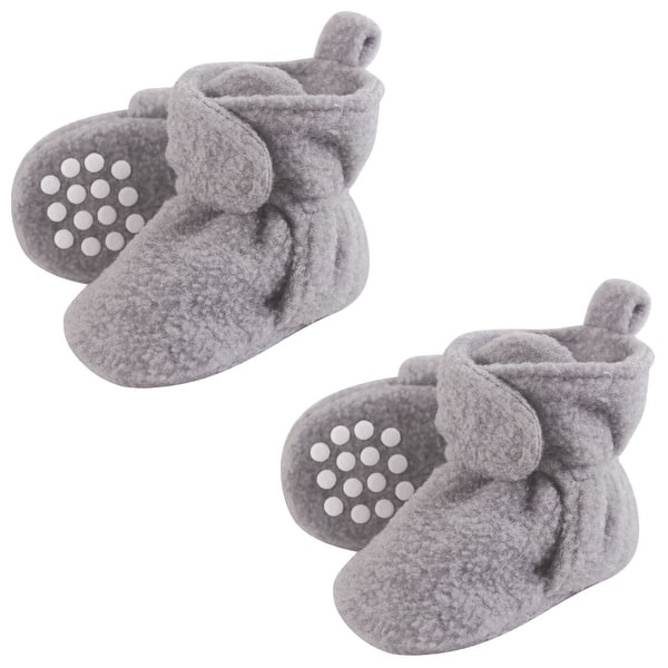 slide 1 of 1, Luvable Friends Unisex Baby Cozy Fleece Booties, Heather Gray 2-Piece 0-6 Months - Heather Gray 2-Piece