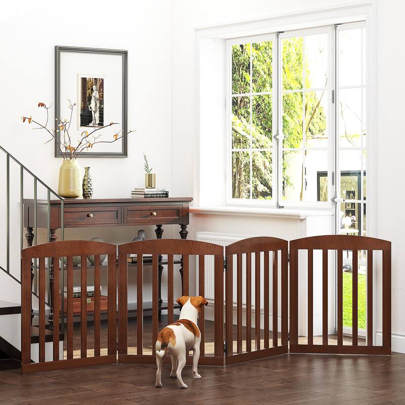 COSTARS Foldable Dog Gate, Dog Gates for Doorways, Stairs, The House, Wooden Freestanding Pet Gate Indoor, Step Over Puppy Gate