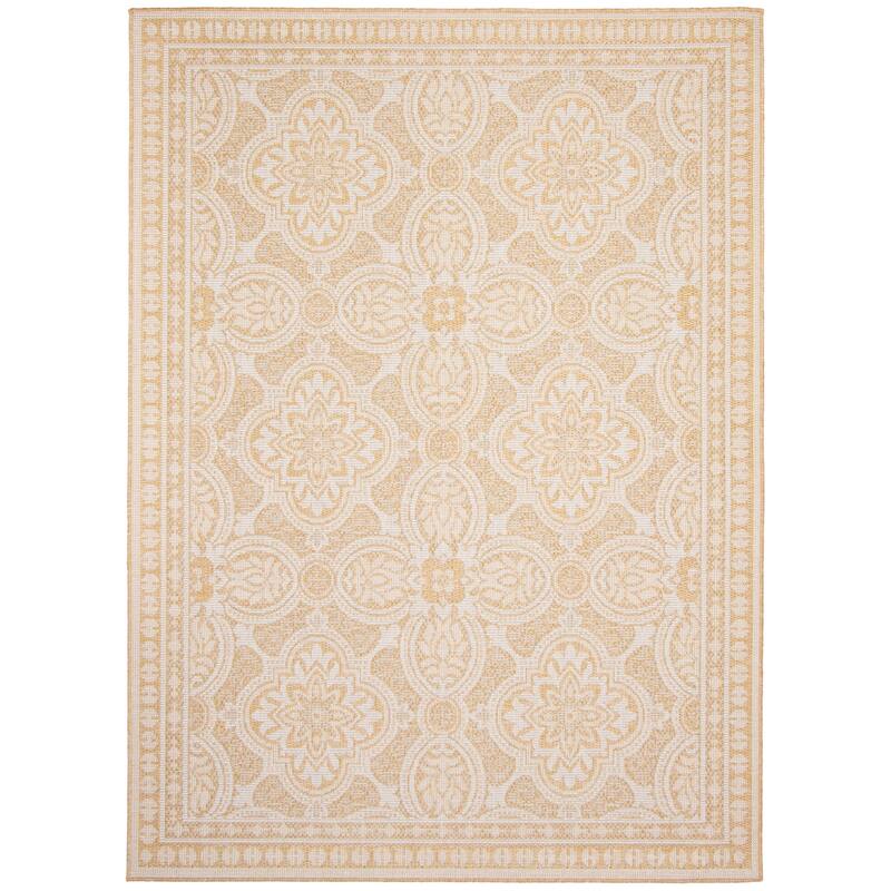 ECARPETGALLERY Veranda Traditional Indoor/ Outdoor Rug - 6'7 x 9'6 - Gold