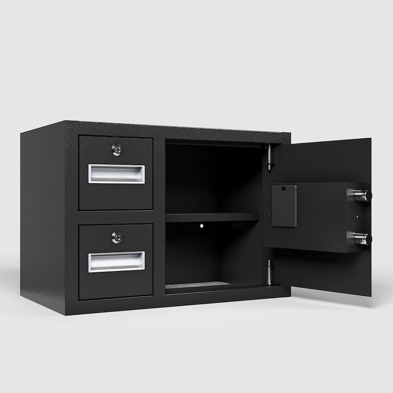 Steel Security Safe and Lock Box with Electronic Keypad - Secure Cash, Jewelry, ID Documents, Black,1.85 Cubic Feet