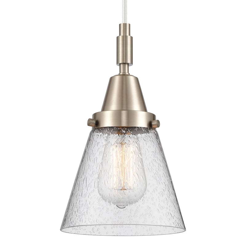 Innovations Lighting 447-1P-G64 Cone 6" Wide Mini Pendant with Clear, - Brushed Satin Nickel