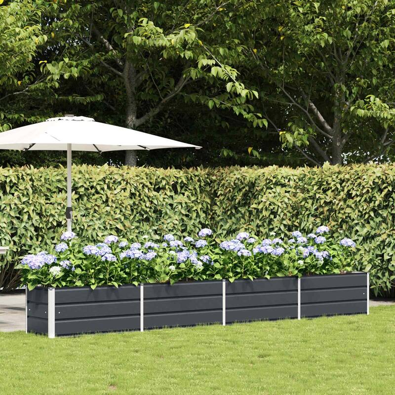 vidaXL Planter in Galvanised Steel - 39.37 x 19.69 x 17.72 - Black - 151.57 x 19.69 x 17.72 in