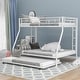 preview thumbnail 1 of 31, Distinctive Twin over Full Bunk Kids Bed with Twin Size Trundle,Two-Side Ladders,Sturdy Steel Frame White