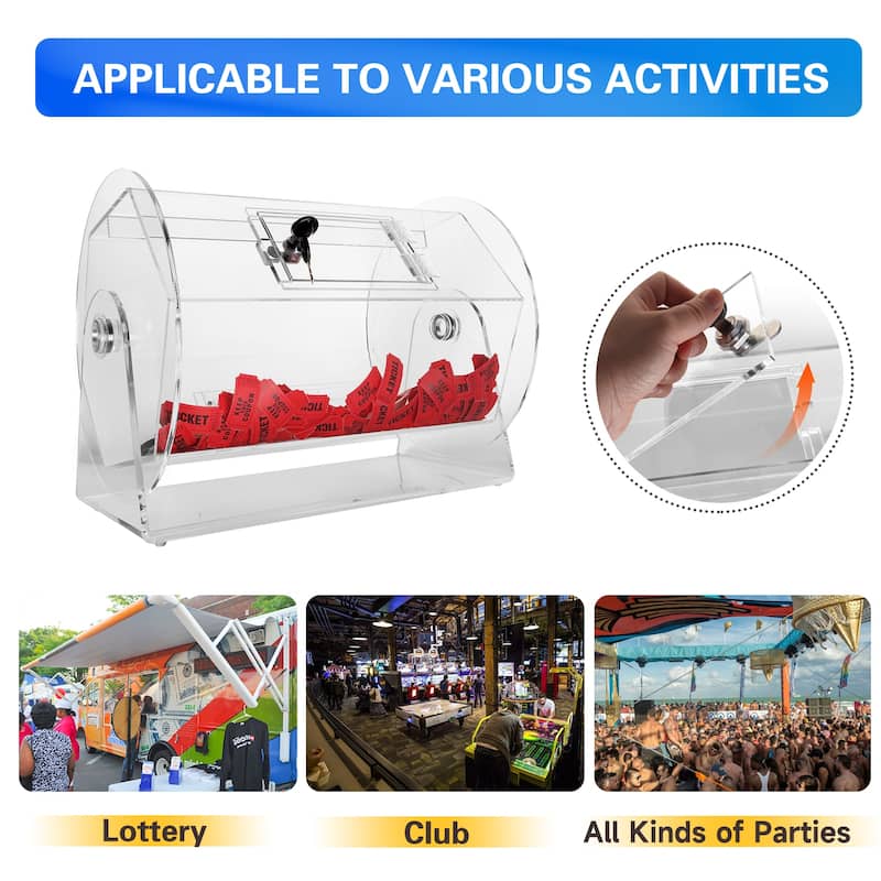GSE™ Small Acrylic Raffle Drum, Raffle Ticket Spinning Cage for Tickets, Raffle Balls, Holds 2,000 Tickets - White