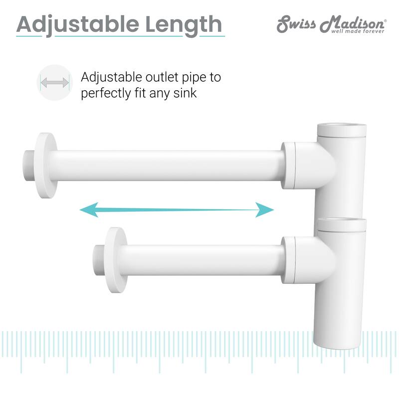 Bottle Trap Drain, Matte White - 5.25" x 13" 5.25"