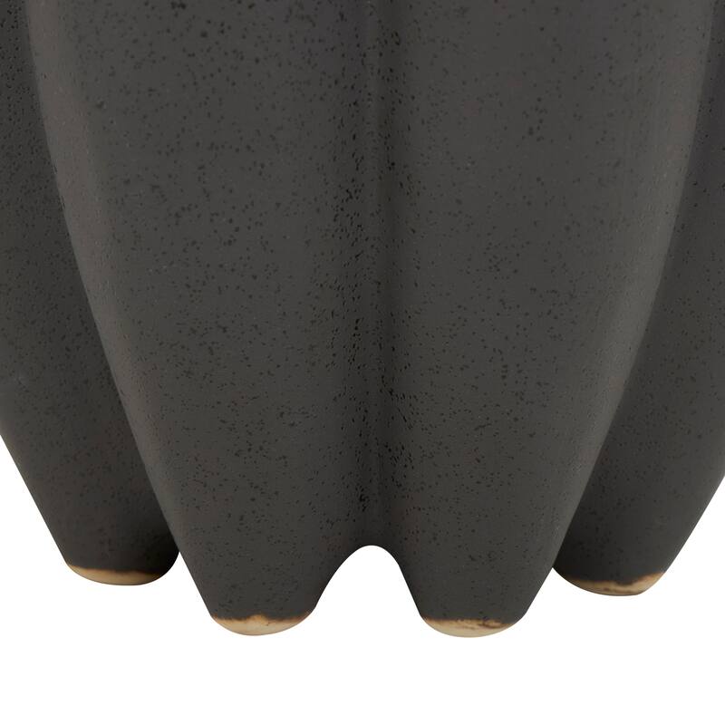 Black Ceramic Speckle Textured Vase with Tulip Style Opening