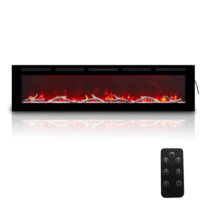 Clihome 30-72Inch Recessed Wall-mounted w/ RC (1500W) Electric Fireplace