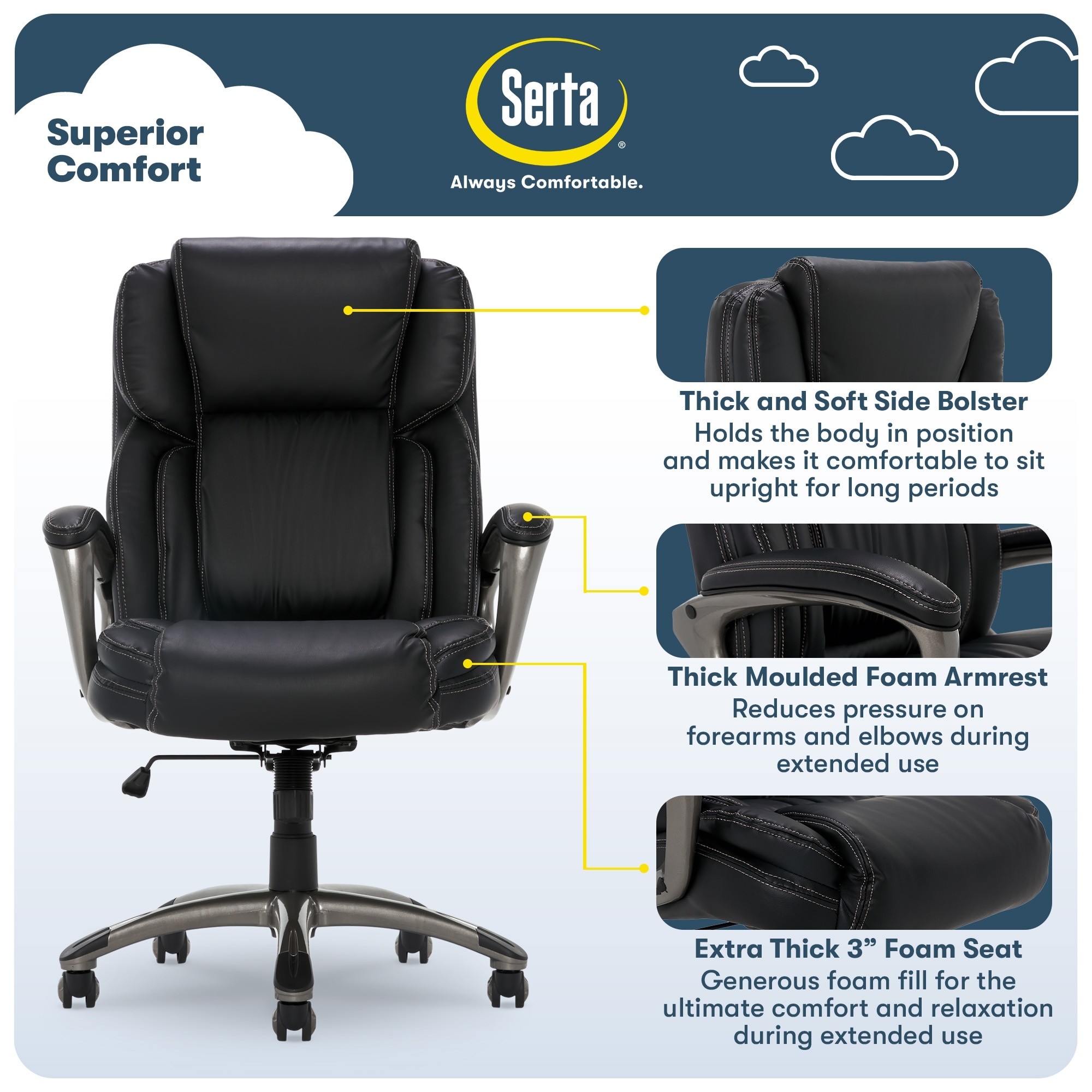 Office chair discount with waterfall seat