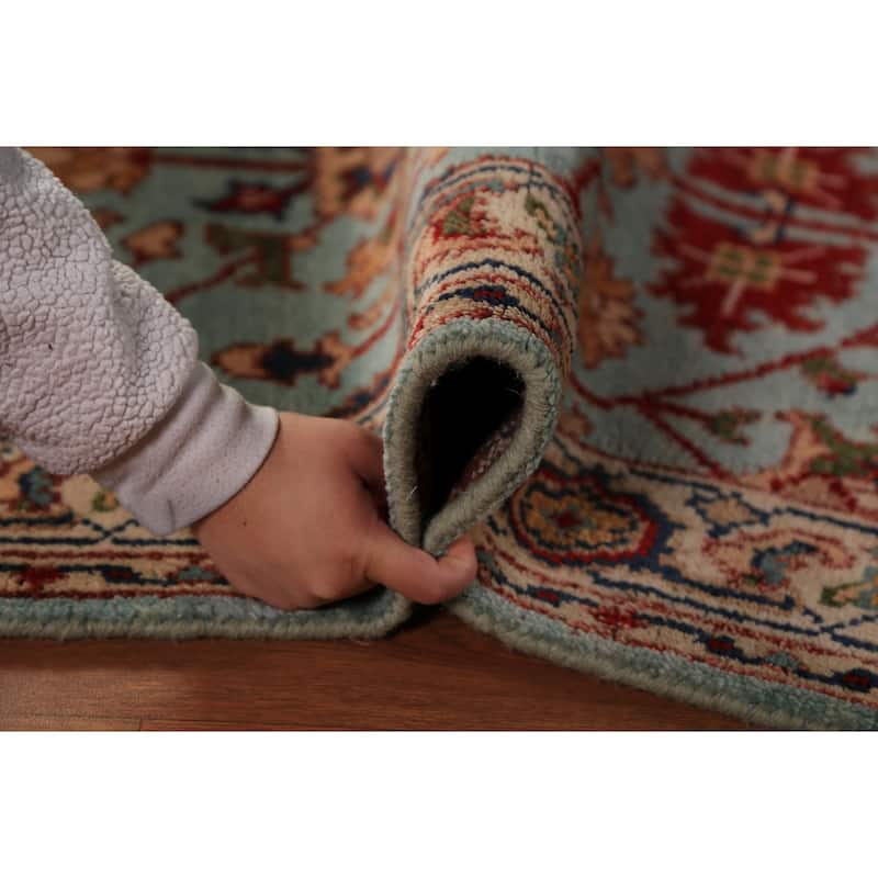 Light Blue Floral Oushak Indian Foyer Rug Handmade Wool Carpet - 2'11"x 5'1"