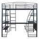 preview thumbnail 4 of 16, Full Size Loft Bed with 4 Layers of Shelves and L-shaped Desk USB Ports and Wireless Charging, Black
