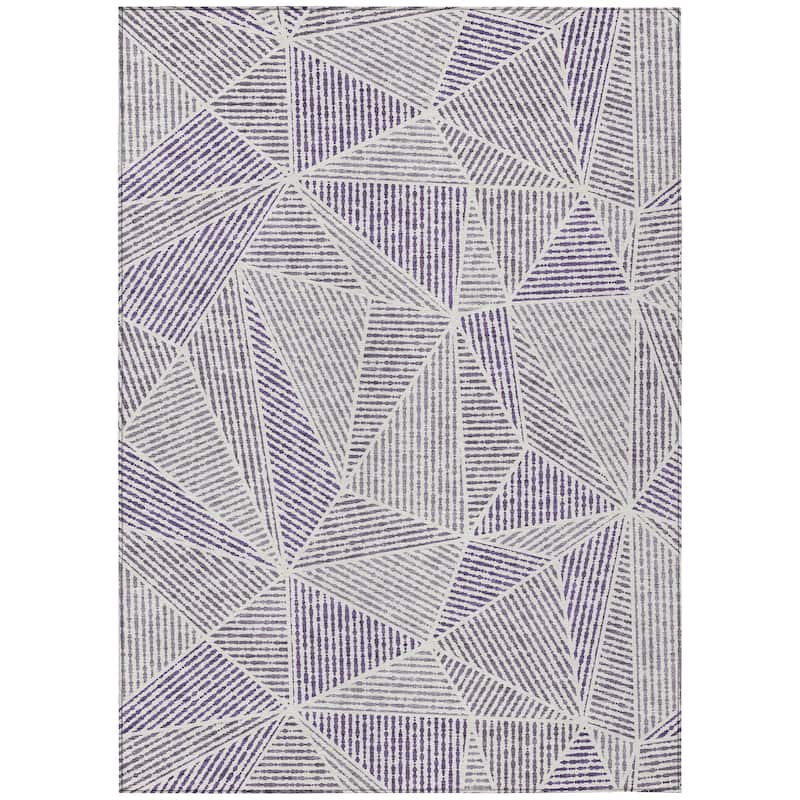 Machine Washable Indoor/ Outdoor Chantille Mosaic Geometric Rug