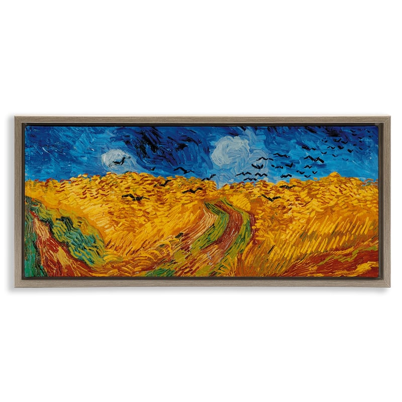 Stupell Wheat Field with Crows Classic Framed Floater Canvas Wall Art Design by Vincent Van Gogh