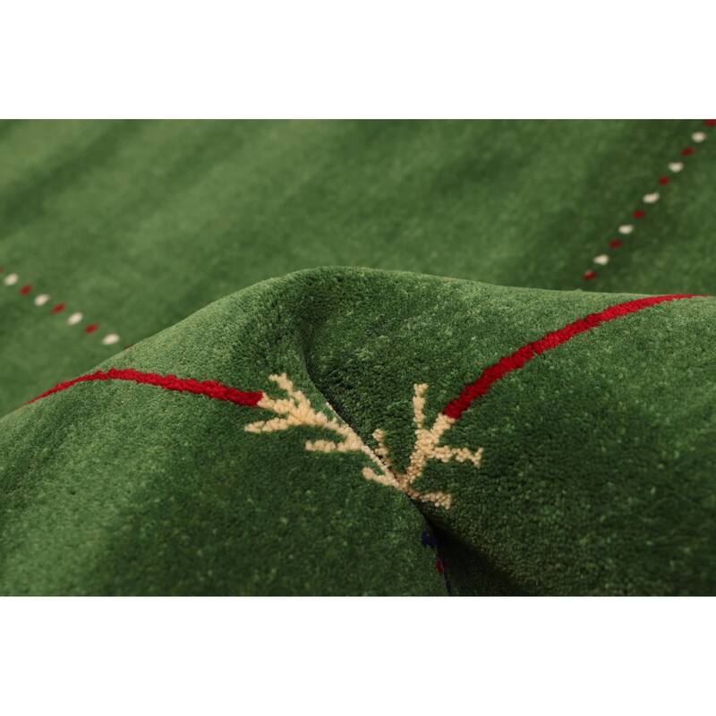 ECARPETGALLERY Hand Loomed Kashkuli Gabbeh Green Wool Rug - 4'11 x 7'9