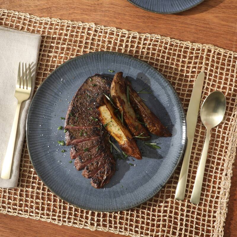 Gibson Elite Sandy Pines Stoneware Plates and Bowls Set - 12 Piece Reactive Glaze Dinnerware Set - Service for 4