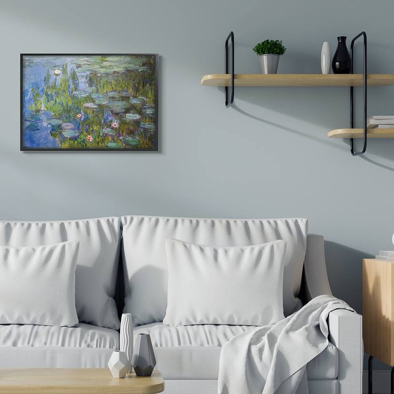 Stupell Water Lilies Study Classical Painting Detail Framed Wall Art - Green