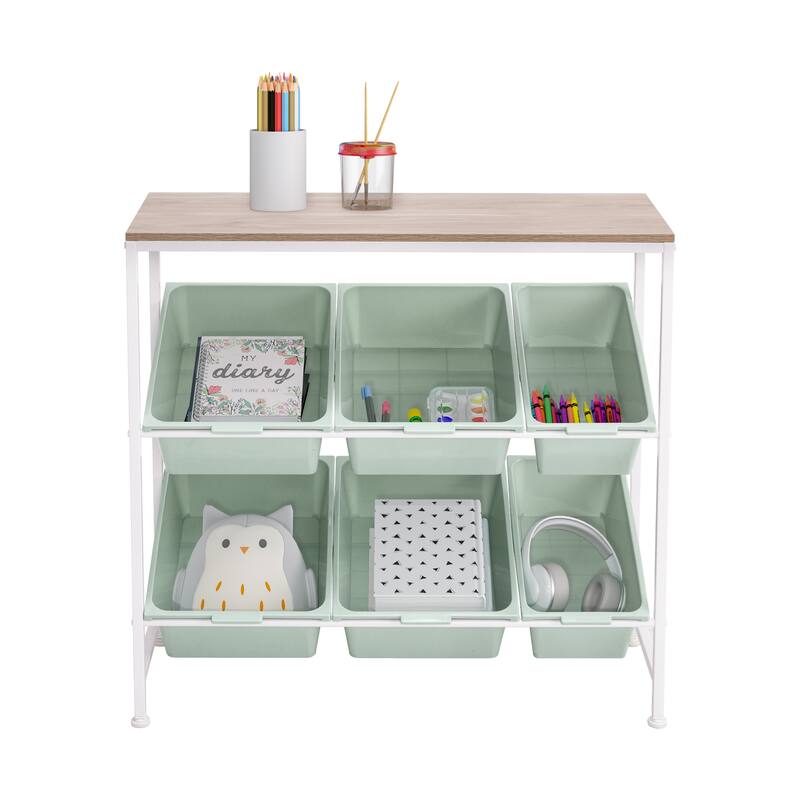 Seville Classics 6-Bin Organizer, 32.5" W x 14.2" D x 30.5" H - Green