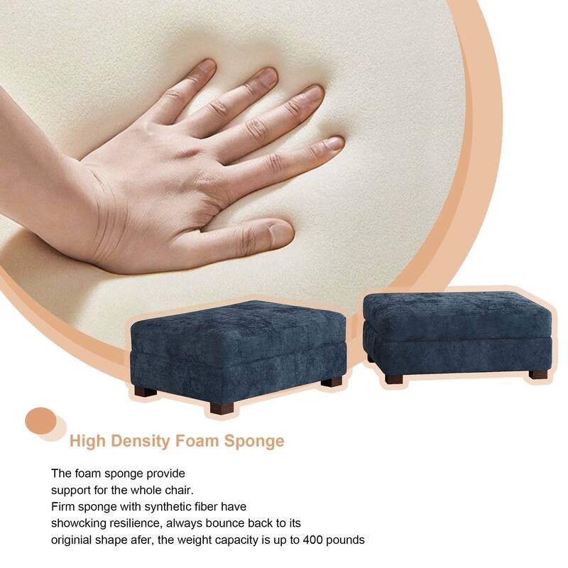 Oversized Chenille Modular Ottoman With Cushioned Top