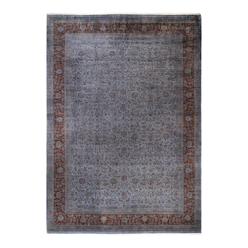 Overton Hand Knotted Wool Vintage Inspired Modern Contemporary Overdyed Gray Area Rug - 10' 1" x 14' 5"