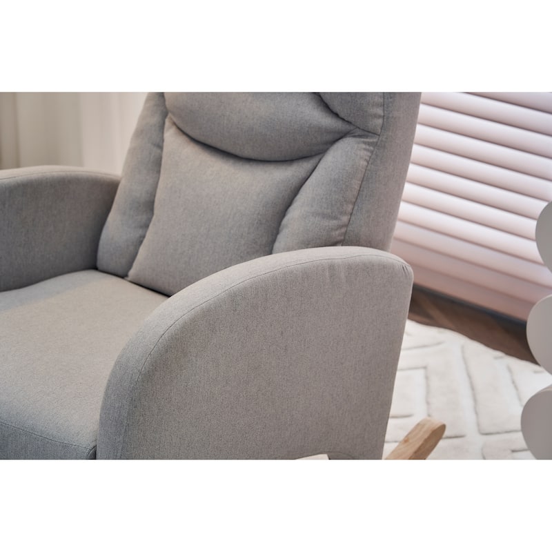 Cotton Linen Fabric Nursery Rocking Chair With Adjustable Footrest
