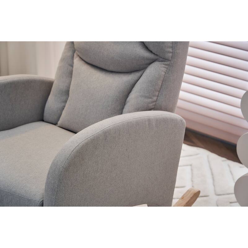 Fabric Upholstered Nursery Rocking Chair with Adjustable Footrest