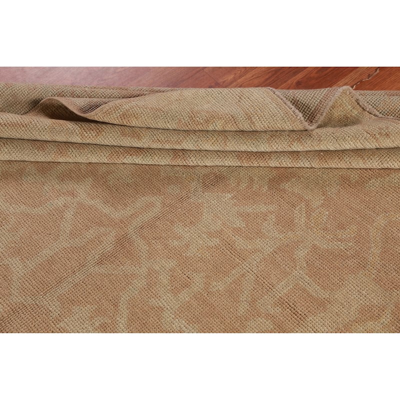 Hand Knotted Oriental 100% Wool Carpet Transitional All-Over Oranges & Rust Oushak Area Rug - 15' 7'' X 6' 8''