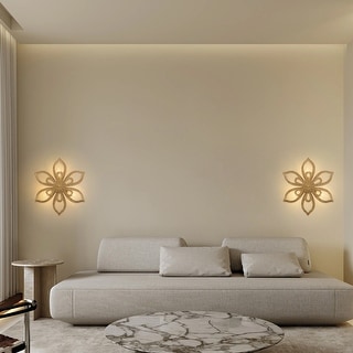 Daisy 3-light Modern Coastal Rattan Wall Sconce Flower Wall Decor Light - 24 In. Wide