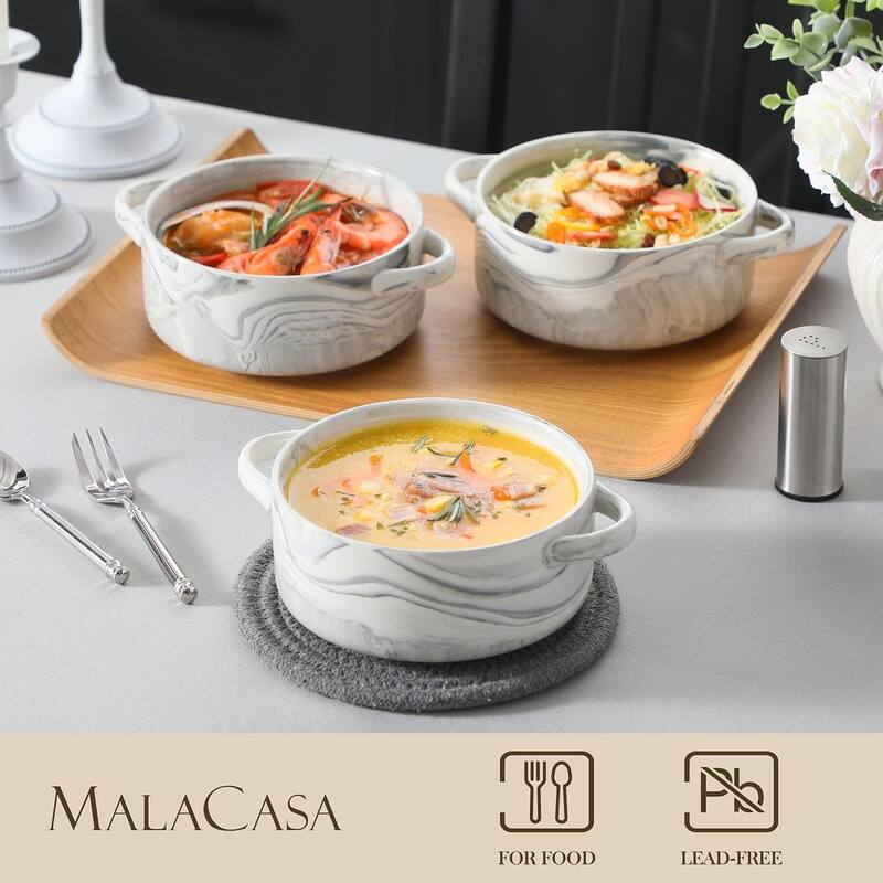 MALACASA REG Porcelain 4-Piecee Soup Bowl Set,Service for 4