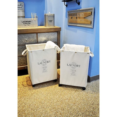 DesignStyles Set of 2 HEAVY DUTY Laundry Hampers on Wheels