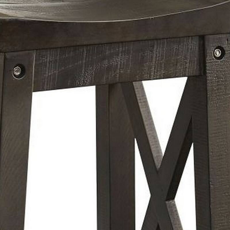 31 Inches Saddle Seat Wooden Barstool, Brown