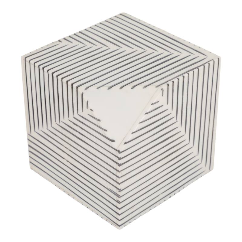 Resin Wood Modern Decorative Object Cube for Home Decor - 4" Black - 4" x 4" x 4"