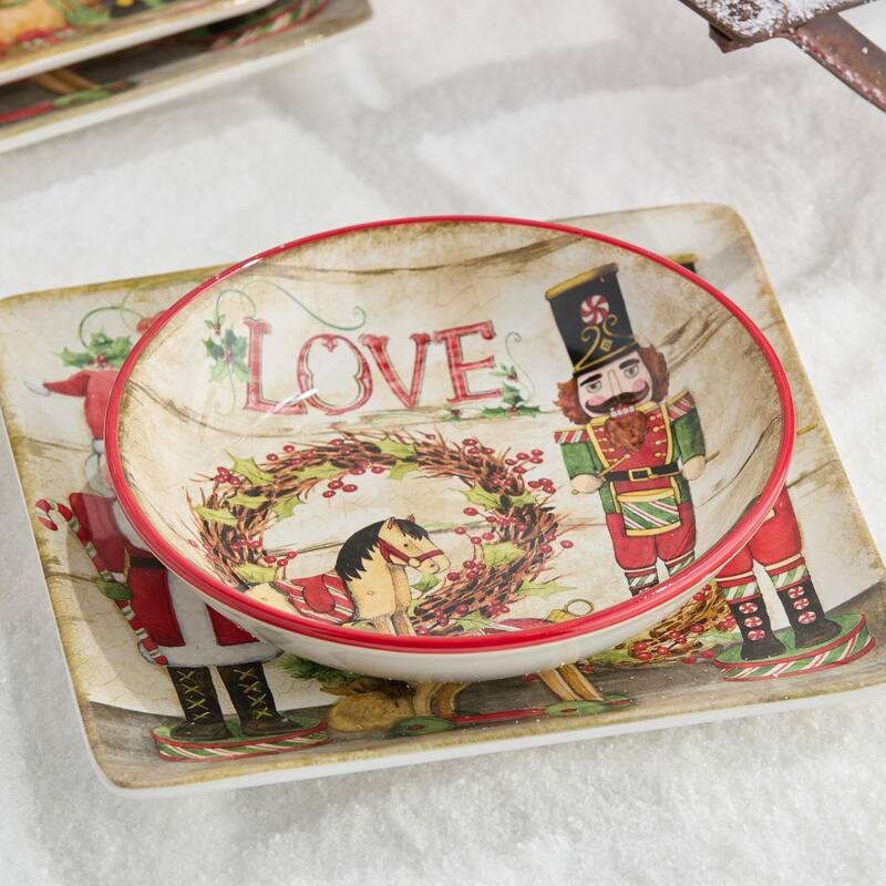 Certifed International Nutcracker Parade Set of 4 Soup/Cereal Bowls 9" x 2" 4 Assorted Designs - 9 L x 9 W x 2 H