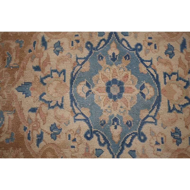 Traditional Kashan Persian Large Vintage Rug Hand-Knotted Wool Carpet - 9'6"x 14'10"