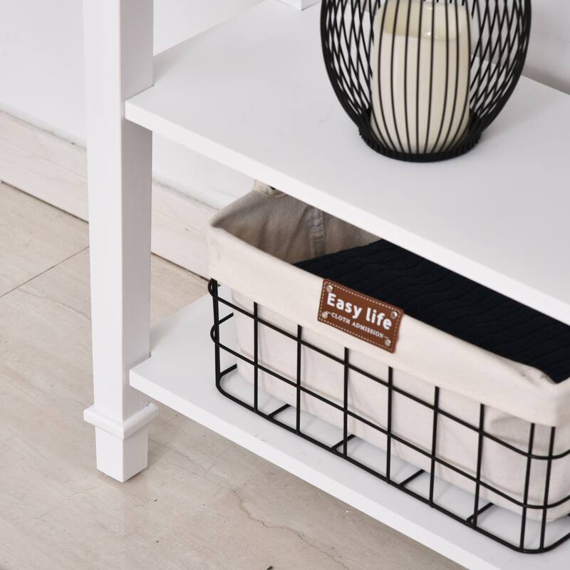 HOMCOM Retro-Styled Sofa Console Entry Hallway Table with Multifunctional Design, Durable Build, & Large Storage