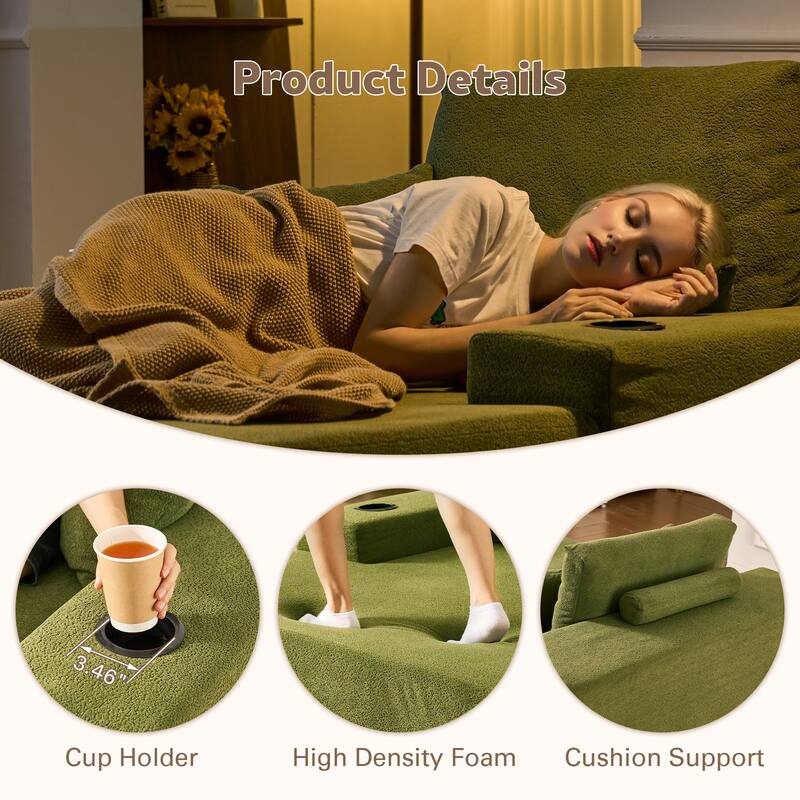 HOOOWOOO Modern Upgraded Fabric Chaise Lounge Sofa Couch with Holder