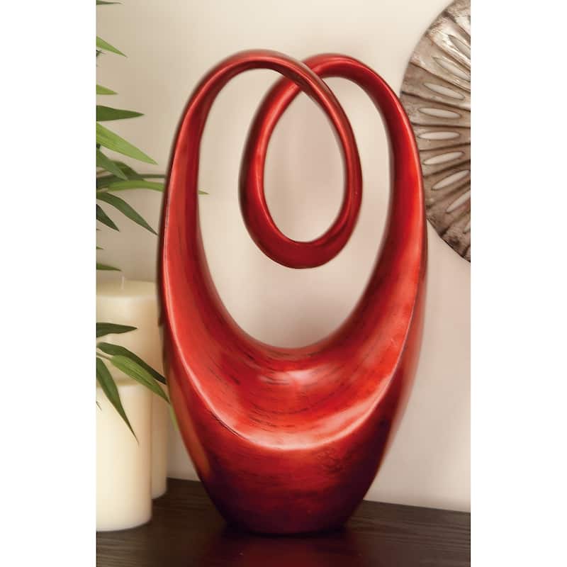 Artistic Polystone Swirl Abstract Sculpture - Orange or Red - Red