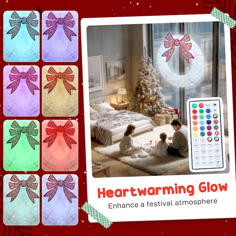 Outsunny 60in Lighted Xmas Wreath: Dual-Color LED, 44 Modes,Indoor/Outdoor