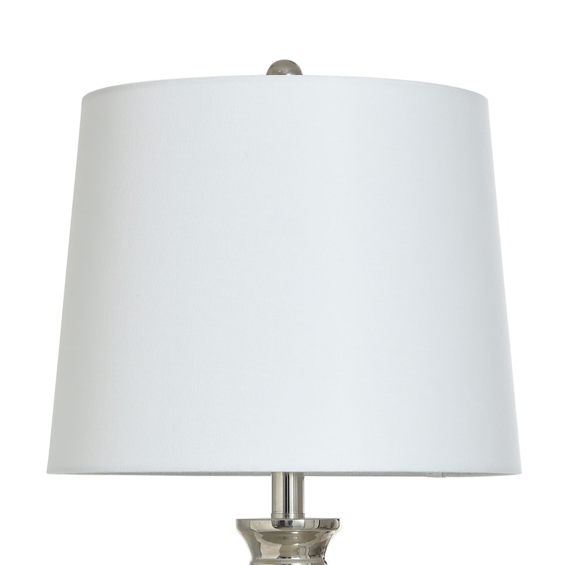Steel Table Lamp With Urn Base Shape - Polished Nickel Shade - Off-White Shade