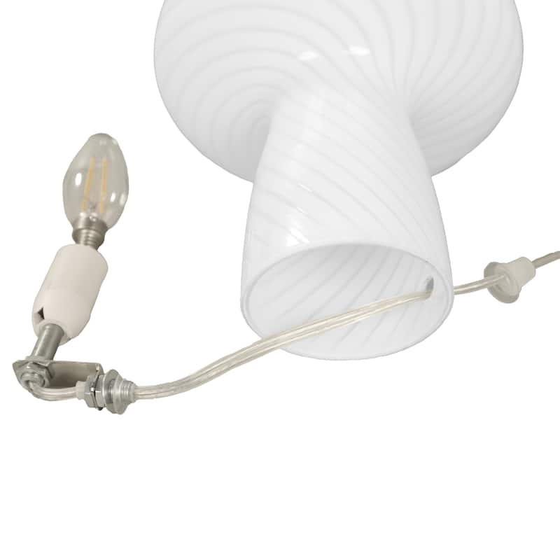 Modern Glass Mushroom Novelty Table Lamp with Stripes