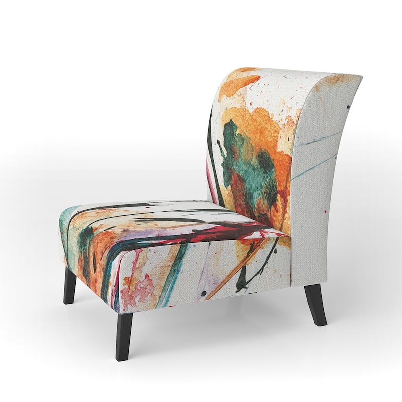 Designart "Abstract Orange Flowers" Upholstered Traditional Accent Chair - Arm Chair - Slipper Chair