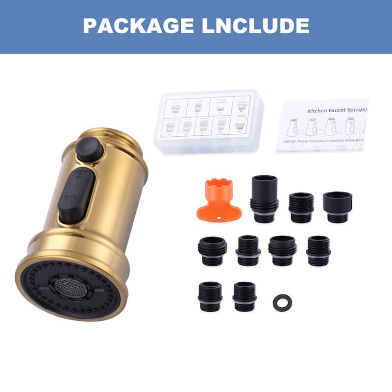 WOWOW Pull Down Kitchen Faucet Spray Head with 9 Adapters Kit