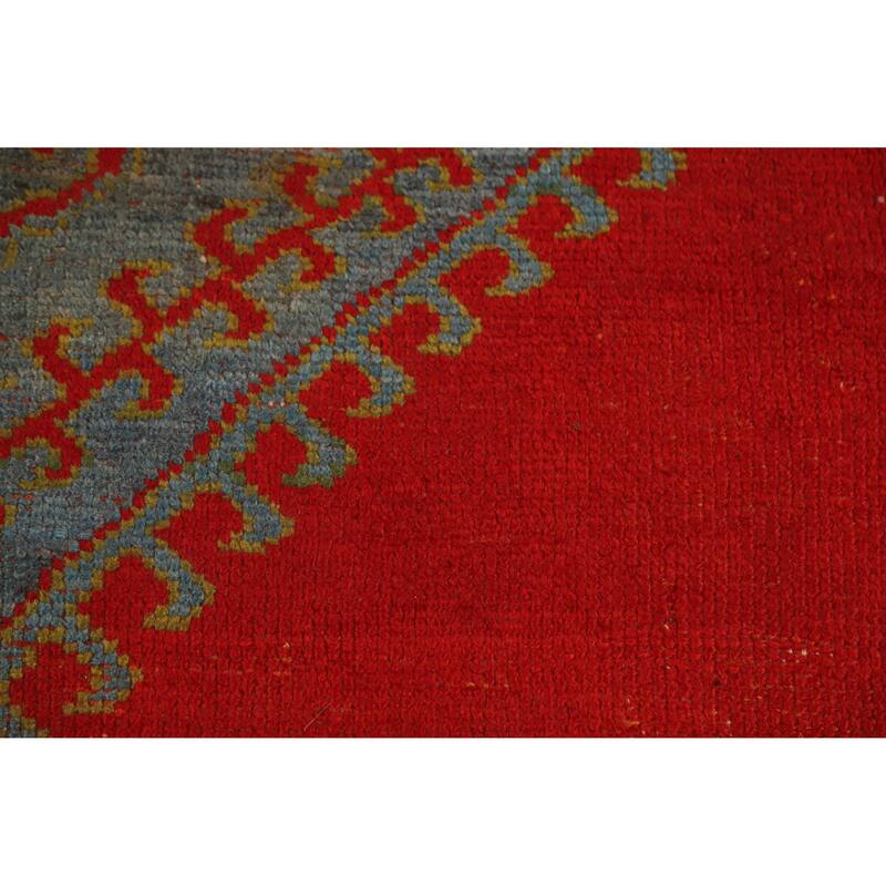 Vegetable Dye Oushak Turkish Antique Area Rug Handmade Wool Carpet - 7'3" x 9'9"