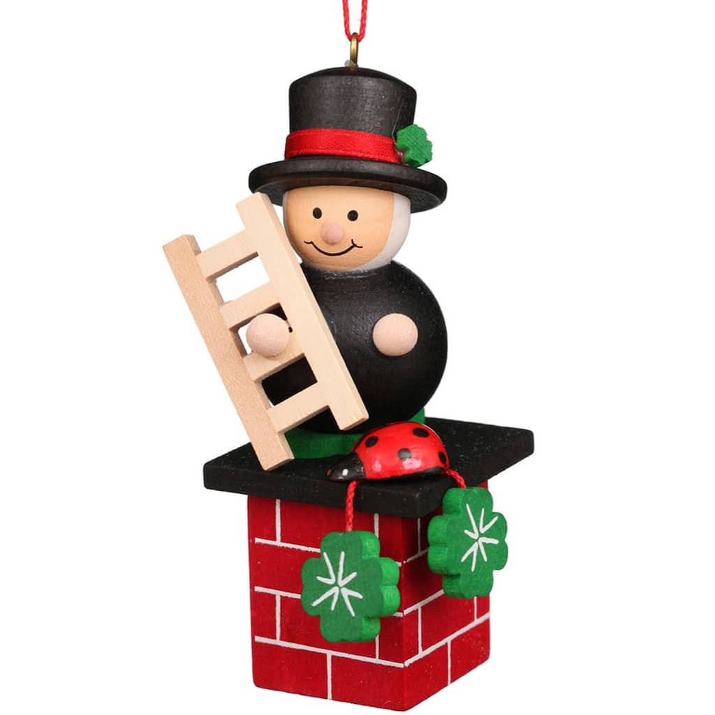 3" Red, Black, Green Sweep on Chimney Christian Ulbricht Ornament