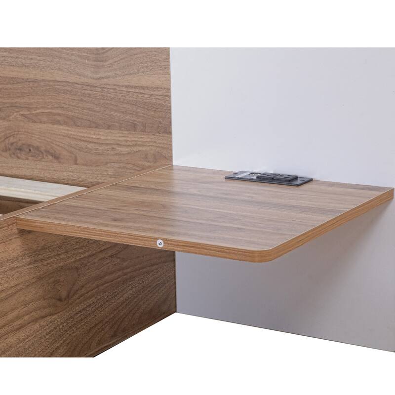 Queen Size Concise Low-Profile Platform Bed Frame with USB Charging