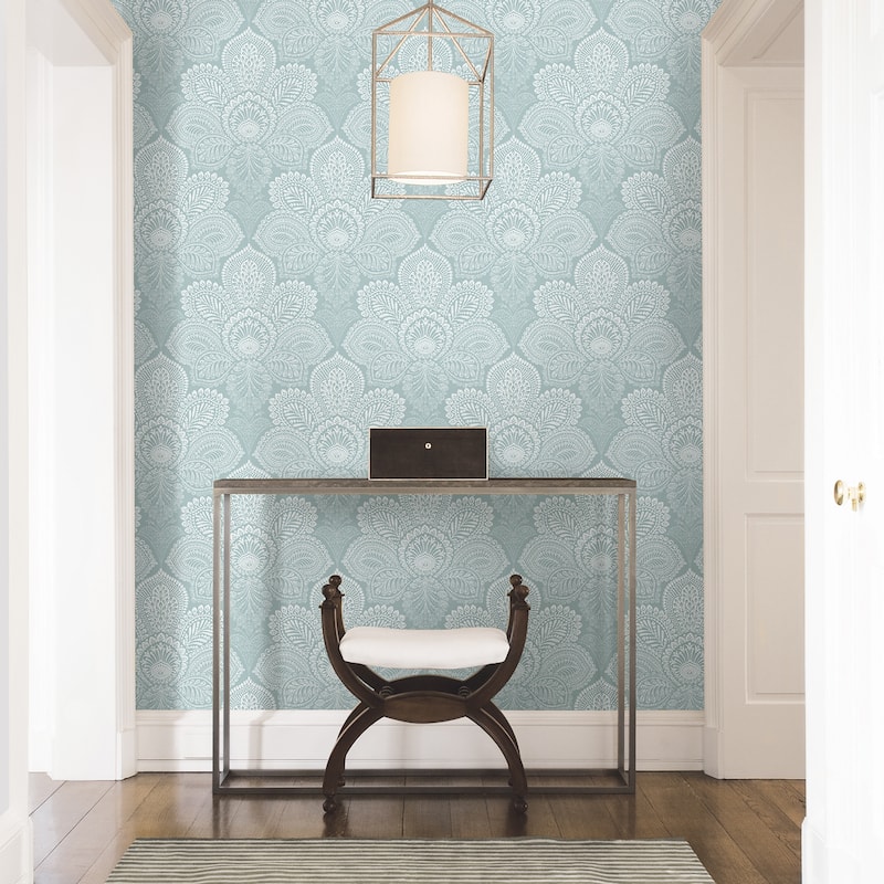 A-Street Prints Triumph Light Blue Medallion Wallpaper
