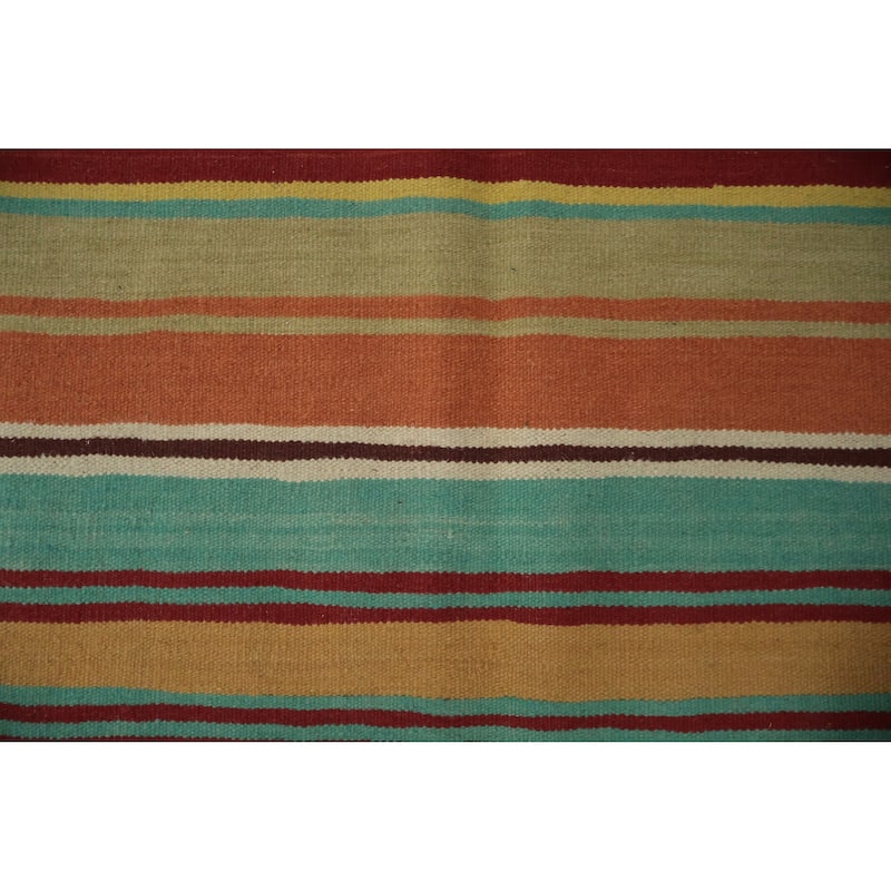 Hand Woven Oriental 100% Wool Carpet Southwestern Tribal Multi-Colored Kilim Area Rug - 9' 10'' X 6' 8''