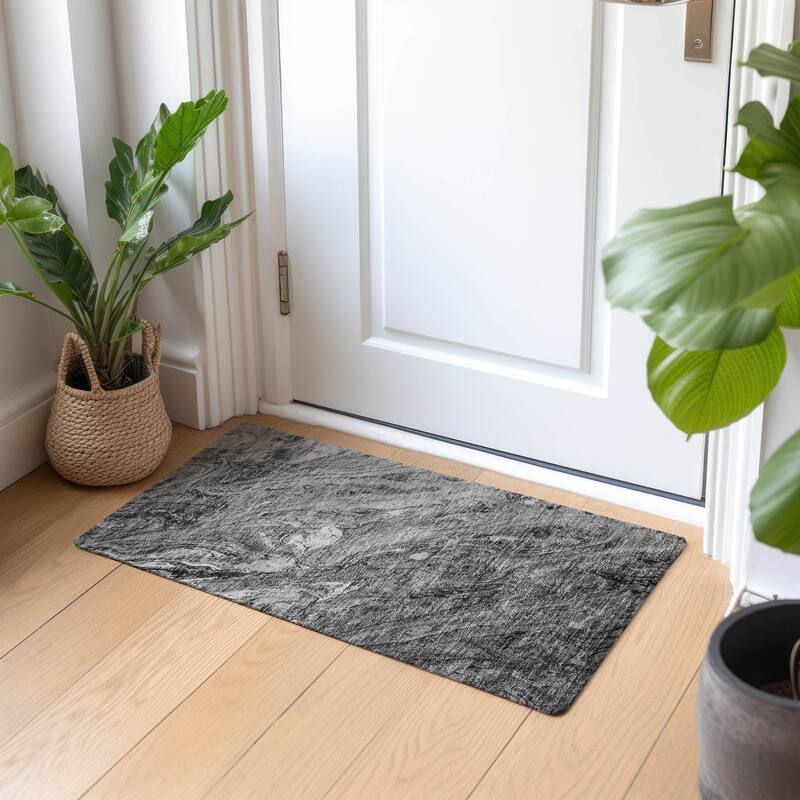 Machine Washable Indoor/ Outdoor Chantille Modern Abstract Rug - 1'8" x 2'6" - Gray